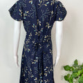 Navy Blue Umbrella Floral Printed Rayon Nighty for Women