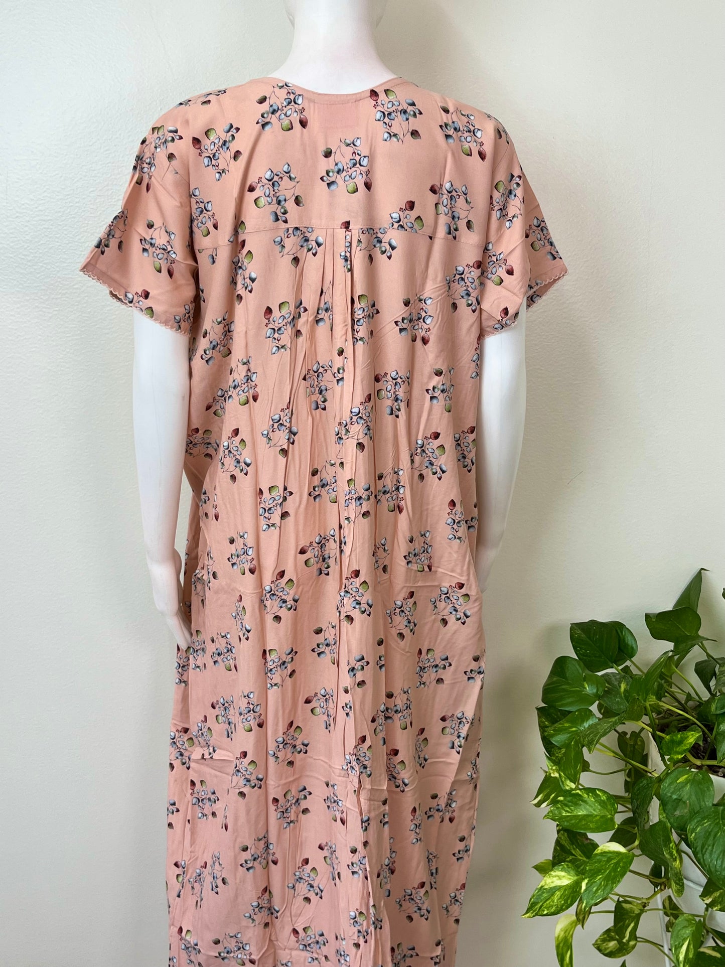 Orange Floral Printed Rayon Fabric Nightgown