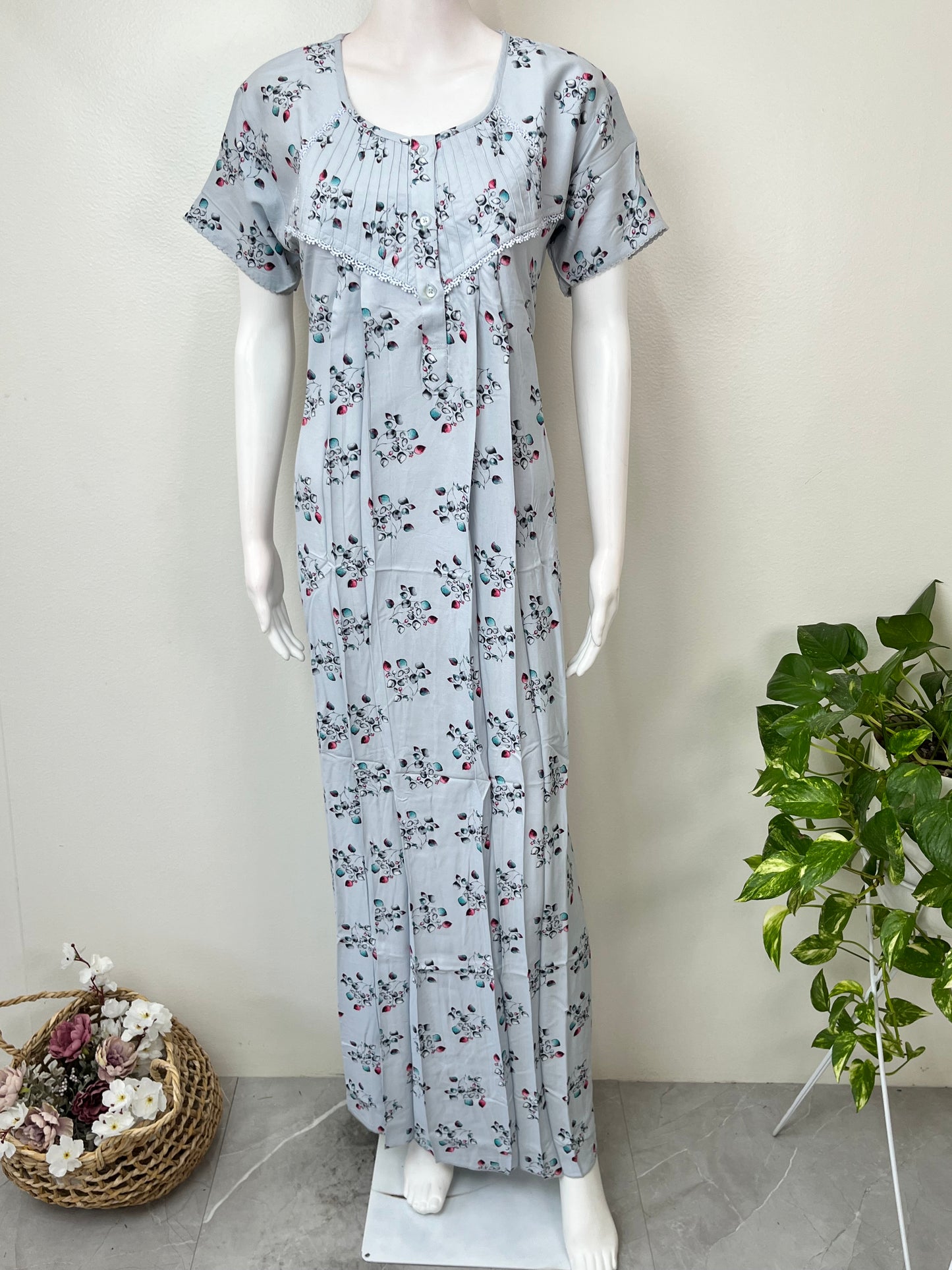 Sky Blue Rayon Fabric Soft & Comfortable Nighty