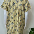 Lemon Yellow Floral Printed Rayon Fabric Nightgown