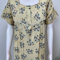 Lemon Yellow Floral Printed Rayon Fabric Nightgown