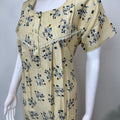 Lemon Yellow Floral Printed Rayon Fabric Nightgown