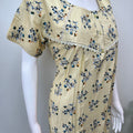 Lemon Yellow Floral Printed Rayon Fabric Nightgown