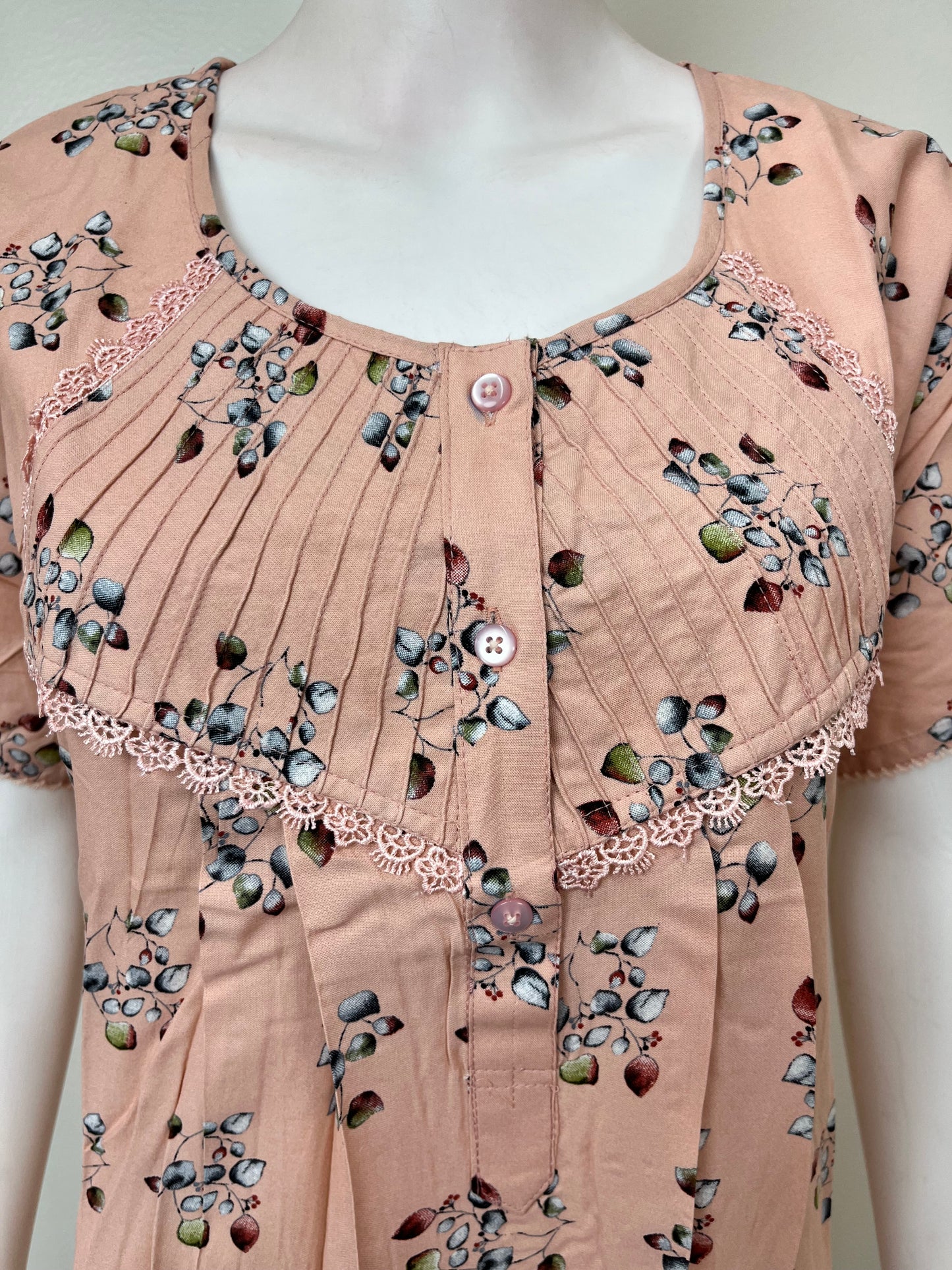 Orange Floral Printed Rayon Fabric Nightgown