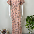 Orange Floral Printed Rayon Fabric Nightgown