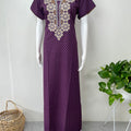 Purple Graceful Spun fabric Nightgown with Embroidery