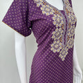 Purple Graceful Spun fabric Nightgown with Embroidery