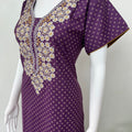 Purple Graceful Spun fabric Nightgown with Embroidery