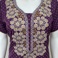 Purple Graceful Spun fabric Nightgown with Embroidery