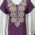 Purple Graceful Spun fabric Nightgown with Embroidery