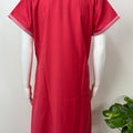 Red Graceful Spun Fabric Nightgown with Embroidery