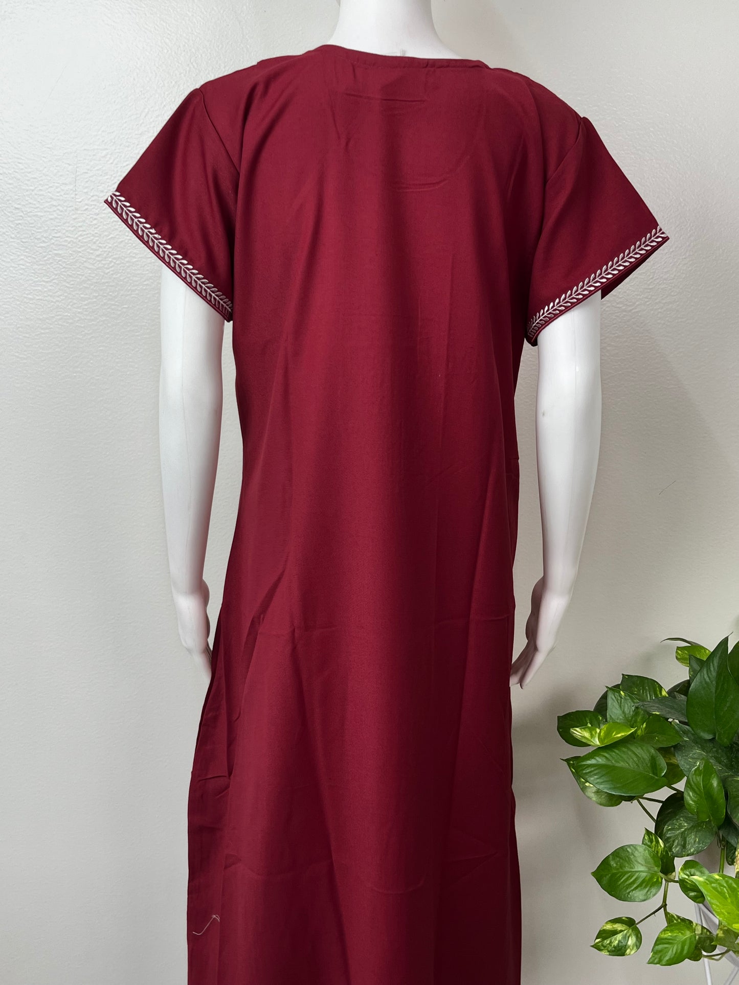 Maroon Elegant Comfort Spun Fabric Nighty