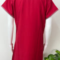 Crimson Premium Spun Fabric Embroidered Nightgown