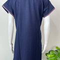 Navy Blue Breathable Elegance Spun Fabric Nightgown