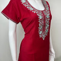 Crimson Premium Spun Fabric Embroidered Nightgown