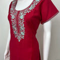 Crimson Premium Spun Fabric Embroidered Nightgown