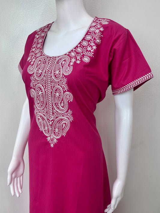 Hot Pink Delicate Embroidery Bizzy Lizzy Nighty