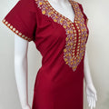Maroon Graceful Spun Nighty with Embroidery