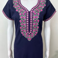 Navy Blue Delicate Embroidery Spun Nightgown