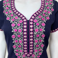 Navy Blue Delicate Embroidery Spun Nightgown