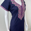 Navy Blue Delicate Embroidery Spun Nightgown