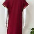 Maroon Graceful Spun Nighty with Embroidery