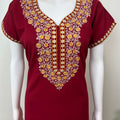 Maroon Graceful Spun Nighty with Embroidery