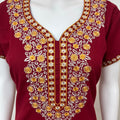 Maroon Graceful Spun Nighty with Embroidery