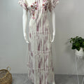 White Satin Fabric Nighty Silky Texture with Embroidery