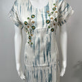 Blue Printed Satin Nightgown for Women