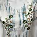 Blue Printed Satin Nightgown for Women
