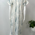 Blue Printed Satin Nightgown for Women