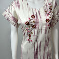 White Satin Fabric Nighty Silky Texture with Embroidery
