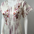 White Satin Fabric Nighty Silky Texture with Embroidery