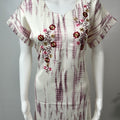 White Satin Fabric Nighty Silky Texture with Embroidery