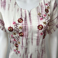 White Satin Fabric Nighty Silky Texture with Embroidery