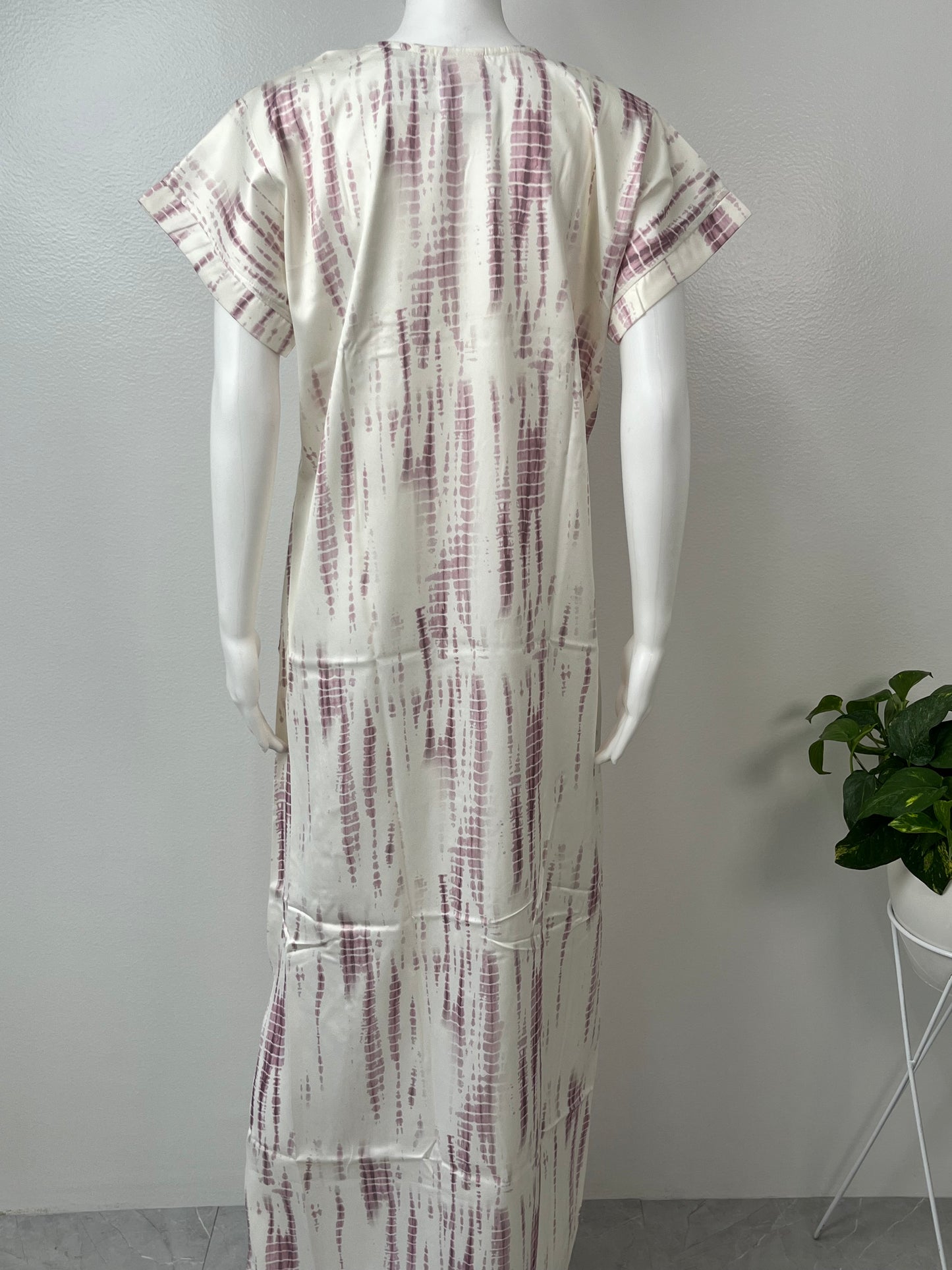 White Satin Fabric Nighty Silky Texture with Embroidery