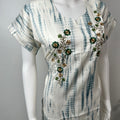 Blue Printed Satin Nightgown for Women