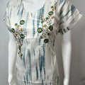 Blue Printed Satin Nightgown for Women