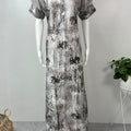 Grey Abstract Soft Satin Nightgown