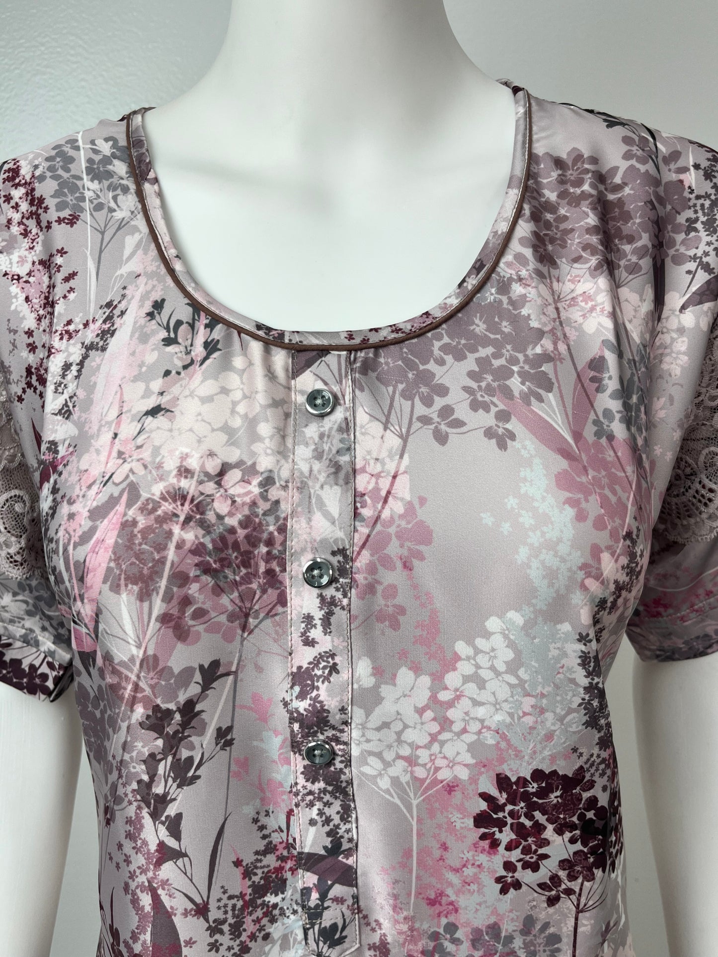 Satin Pink-Grey Nighty for Women