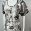 Grey Abstract Soft Satin Nightgown