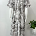 Grey Abstract Soft Satin Nightgown