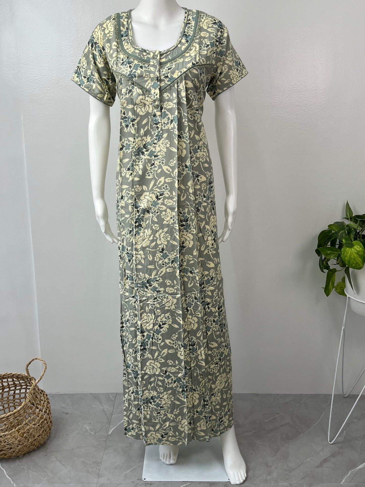 Green Rayon Nightgown Elegant & Long-Lasting