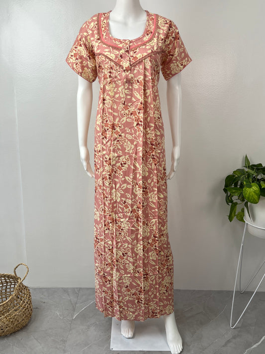 Peach Soft & Breathable Rayon Nightgown Perfect for All Seasons