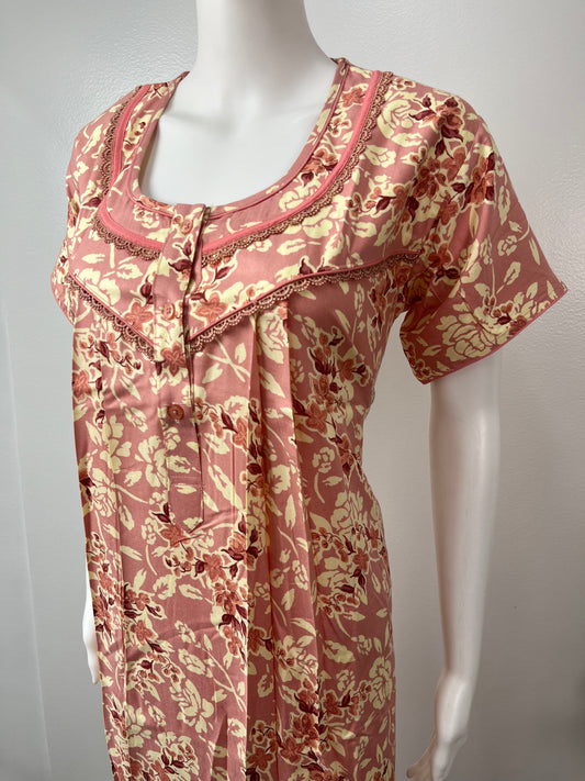 Peach Soft & Breathable Rayon Nightgown Perfect for All Seasons