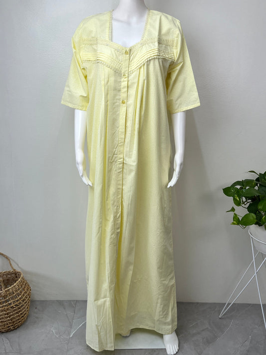 2-Piece Yellow Pure Cotton Nightgown Set