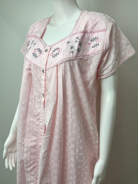 Baby Pink 100% Cotton 2-Piece NIghtgown Set