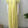 2-Piece Lemon Yellow Cotton Nightgown Set