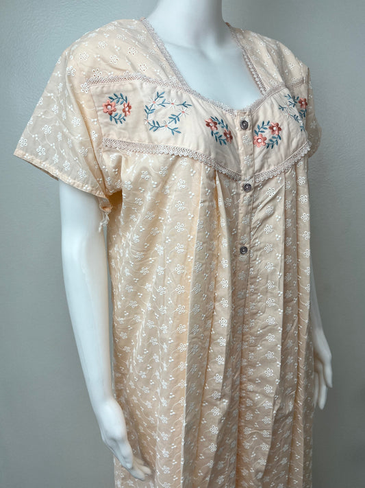 2-Piece Pure Cotton Embroidered Nightgown Set